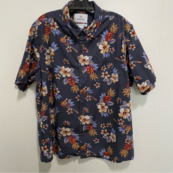 28 Palms Other - Men’s Hawaiian Shortsleeved Shirt with Flowers and Guitars Size Large